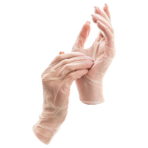 Рукавички оглядові вінілові «MEDICARE» (нестерильні, не текстуровані, без пудри)  (прозорі)