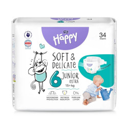 Підгузки дитячі одноразові HAPPY BELLA BABY junior extra.(вага 15+, 34 шт.)