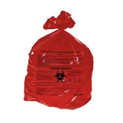 Пакет міцний непроникний пластиковий одноразового використання для  паковання інфекційно небезпечних відходів. Об’єм: 12 л, габаритні розміри: 350 х 500 мм, товщина: 40 мкм, упаковка: 50 шт.